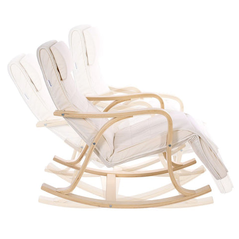 Rootz Rocking Chair - Birch Wood Rocking Chair - Ergonomic Rocking Chair - Garden Rocking Chair - Balcony - Foam Padding - Cotton Cover - Beige - 67 x 125 x 91 cm (L x W x H)