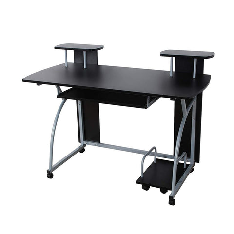 Rootz Computerbureau - Modern computerbureau - Kantoorwerkstation - Gamingbureau - Ergonomisch bureau - Computerbureau met opbergruimte - Spaanplaat - IJzeren frame - Zwart - 120 x 90 x 59 cm (B x H x D)