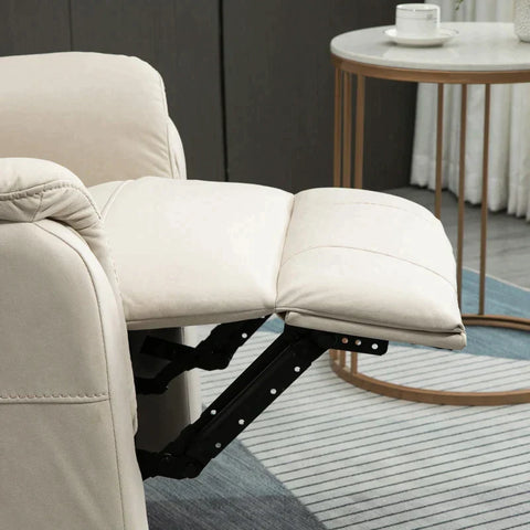 Rootz Relax Chair - Electric Recliner Chair - With Remote Control - Adjustable Backrest 155° - Extendable Footrest - Creamy White - 95W x 90D x 105H cm