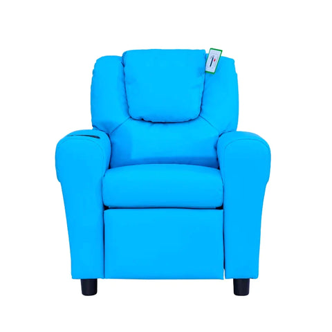 Rootz Children's Armchair - Mini Armchair - Children's Sofa - Recliner Armchair - Reclining Function - Built-in Cup Holder - Blue - 62 x 52 x 69 cm