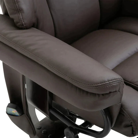 Rootz Massage Chair - Relaxation Chair With Massage Function - Armchair With Reclining Function - Foot Stool - Imitation Leather - Brown - 79 x 82 x 101 cm