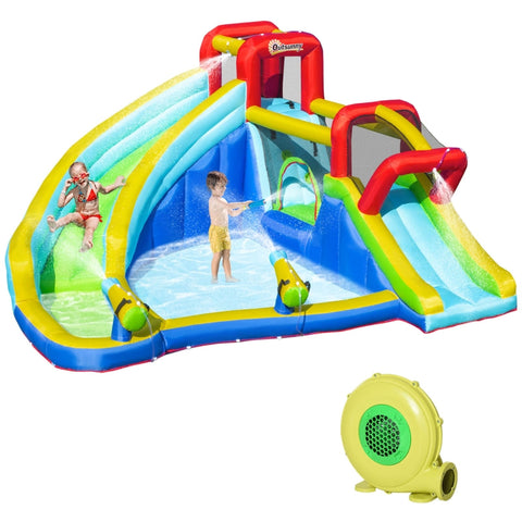 Rootz Hüpfburg – Wasserrutsche Hüpfburg – Mit Gebläse Wasserpark – Für Kinder – Aufblasbares Wasserspielcenter – Mit Rutsche Hüpfburg – 385 x 365 x 200 cm