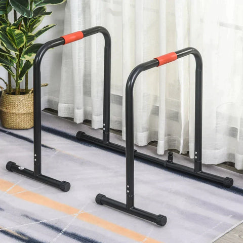 Rootz Dip-Ständer – Dip-Stangen – Push-Up-Dip-Station – verstellbares Fitness – Schwarz – 94–102 x 62 x 73 cm