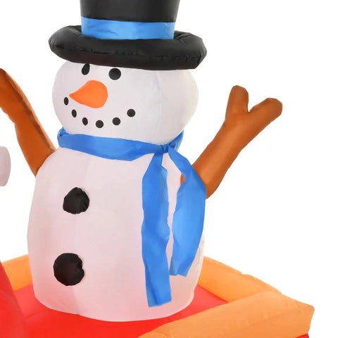 Rootz Inflatable Santa Claus on Sleigh - with Snowman - Christmas Decoration - LED - Weatherproof - Polyester - Red + Yellow - 200 x 80 x 128 cm