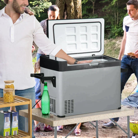 Rootz Car Fridge - Car Cool Box - 50L Cool Box - Travel Fridge - Fridge - With LCD Display - Gray/Black - 75L x 36W x 49.5H cm