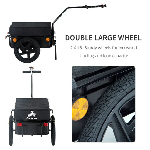 Rootz Bicycle Trailer - Cargo Trailer - Bike Trailer - Cargo Trailer - Garden Trolley - Black - 144 x 59 x 80 cm