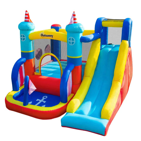Rootz Aufblasbare Hüpfburg – Spielburg – Sprungbereich, Bällebad – mit Rutsche, Wasserrutsche – für Kinder von 3 bis 8 Jahren – 265 x 260 x 200 cm