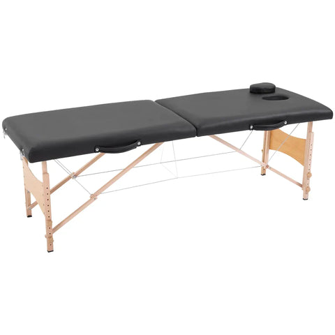 Rootz Massagetafel - Mobiele Massagetafel - In Hoogte Verstelbare Cosmetische Bank - Draagbare Spatafel - Professionele Massagetafel - Zacht En Comfort - Populierenhout - Zwart - 186 X 60 X 58-81 Cm