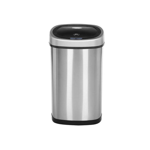 Rootz Trash Can - Soft Close Function - Ideal Waste Container - Bathroom Trash - Perfect Design - High-quality - Inner Bucket - Hand Sensor 50 L - Stainless Steel - Silver-Black - 29.3 × 72.2 × 42cm