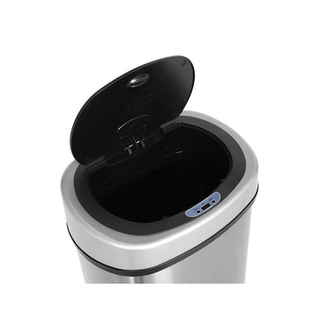 Rootz Trash Can - Soft Close Function - Ideal Waste Container - Bathroom Trash - Perfect Design - High-quality - Inner Bucket - Hand Sensor 50 L - Stainless Steel - Silver-Black - 29.3 × 72.2 × 42cm