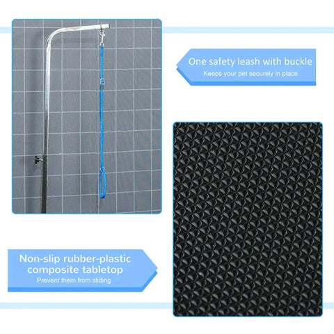 Rootz Hundepflegetisch – Haustierpflegetisch – drehbarer Trockentisch mit verstellbarem Arm – rutschfester Tisch – oberes Verriegelungssystem – Aluminium – Sicherheitsleine – Ø65 x H10