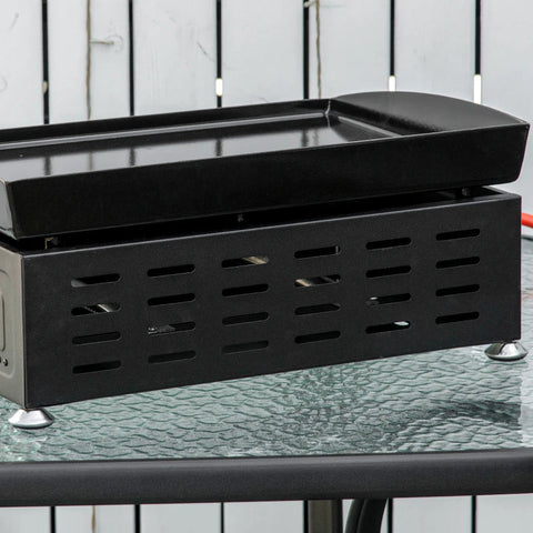 Rootz Gas Grill with 2 Burners - Hose - Non-Stick Grill Plate - Stainless Steel - Silver - 48.5 x 46 x 21 cm
