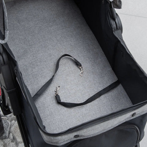 Rootz Dog Buggy - Cat Buggy - Dog Cart - Pet Stroller with 3 Wheels - Foldable - Adjustable Canopy - Oxford - Gray/Black - 109.5 x 57.5 x 106.5 cm