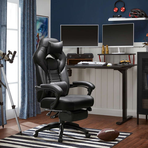 Rootz Gaming Chair - Office Chair - Ergonomic Gaming Chair - Esports Gaming Chair - Desk Chair - With Footrest And Headrest - Black - 70 x 64 x (120-128) cm