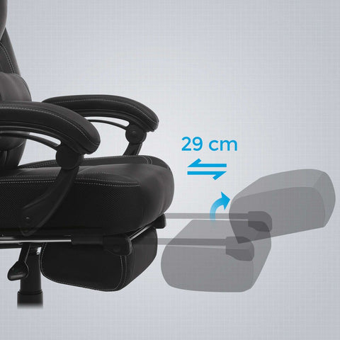 Rootz Gaming Chair - Office Chair - Ergonomic Gaming Chair - Esports Gaming Chair - Desk Chair - With Footrest And Headrest - Black - 70 x 64 x (120-128) cm