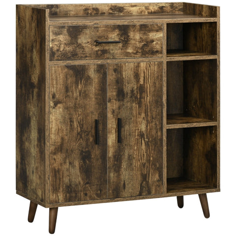 Rootz Kitchen Cabinet - Storage Cabinet - Kitchen Cupboard - Sideboard - With Cupboard Compartment - Drawer - Adjustable Shelves - Rustic Brown - 80 x 30 x 96.5 cm