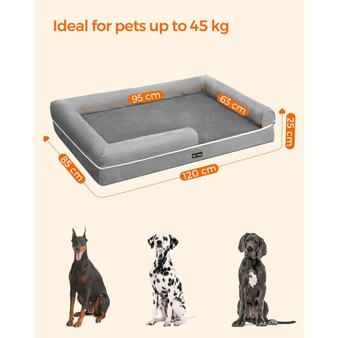 Rootz Dog Bed - Orthopedic Dog Bed - Waterproof Dog Bed - Washable Dog Bed - Portable Dog Bed - Indoor - Outdoor - Plush With TPU Coating - Imitation Suede - Foam - Light Grey - 120 x 85 x 25 cm (L x W x H)