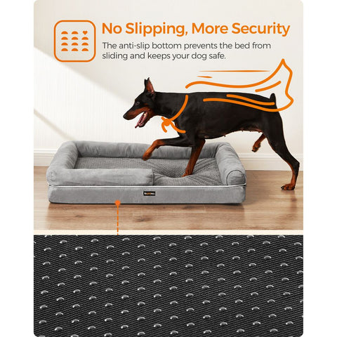 Rootz Dog Bed - Orthopedic Dog Bed - Waterproof Dog Bed - Washable Dog Bed - Portable Dog Bed - Indoor - Outdoor - Plush With TPU Coating - Imitation Suede - Foam - Light Grey - 120 x 85 x 25 cm (L x W x H)