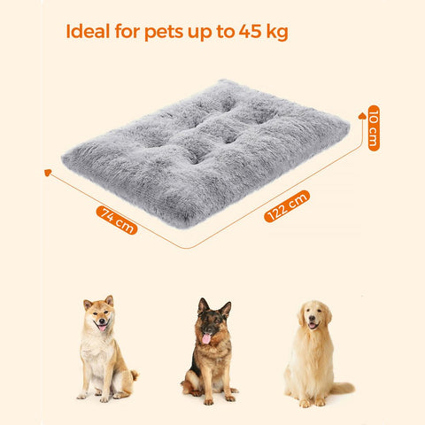 Rootz Dog Cushion - Dog Bed - Pet Cushion - Dog Pillow - Pet Mattress - Soft Dog Bed - Washable Dog Bed -  PV Plush - PP Filling - Light Gray - 122 x 74 cm (L x W)