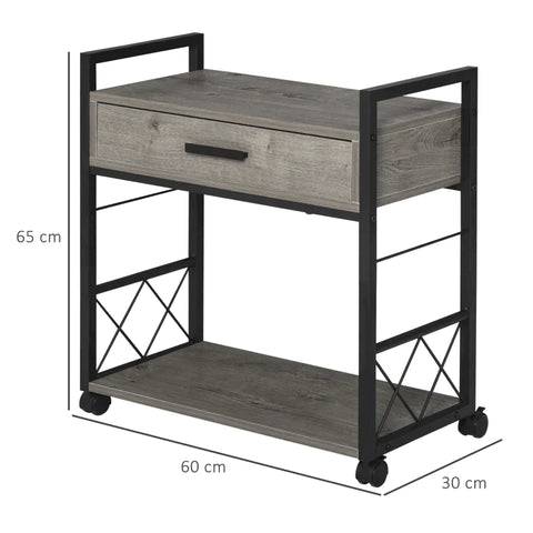 Rootz Beistelltisch – Beistellwagentisch – Servierwagen – Küchenwagen – Küchenwagentisch – Couchtisch – 60 x 30 x 65 cm