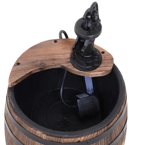 Rootz Garden Fountain - Decorative Fountain - Barrel Fountain - Barrel Pump - Waterfall - Wooden Barrel - With Planter - Natural Wood - 27 x 59 cm