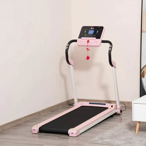 Rootz Treadmill - Electric Treadmill - Foldable - 400 W 1-12 KM/H 1.5HP - LCD Display - With Mobile Phone Holder - Pink - 134 x 60 x 118 cm