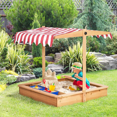 Rootz Sandbox - Kinderen Houten Zandbak - Kinderen Zand Playstation - Met In Hoogte Verstelbare Deksel - Geel - 107,5 x 107,5 x 110 cm