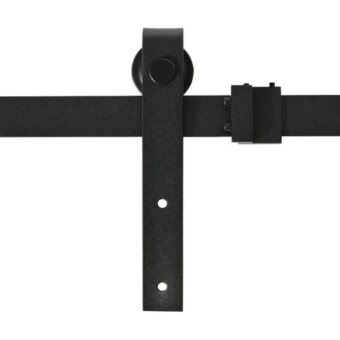 Rootz Sliding Door Set - Sliding Door System - Running Rail - Wooden Sliding Door Accessories - Carbon Steel - Black - 183 cm x 0.6 cm x 18 cm
