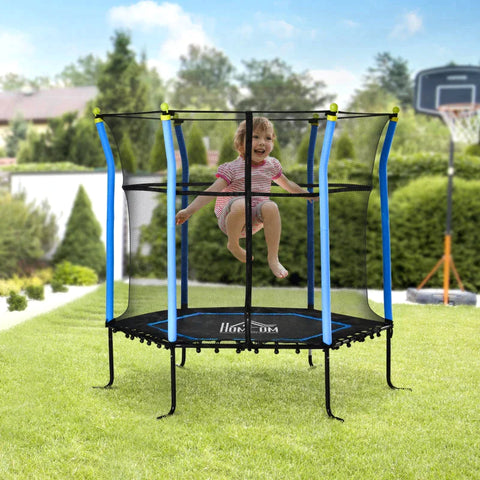 Rootz Trampoline - Mini Trampoline - Bouncer Jumper - With Enclosure Net - Blue - 163.5H cm