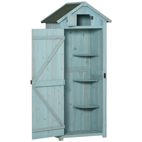 Rootz Garden Shed - Garden Storage Shed - Garden Cabinet - Tool Shed - Garden Tool Shed - Light blue/Green - 77 x 54.2 x 179 cm