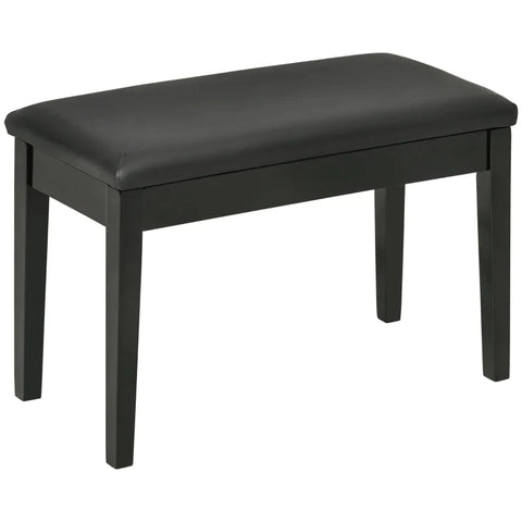 Rootz Pianobank - 1 Persoons - Gewatteerd - Rubberhout - Kunstleer - Stevige zitting - Houten poten - Zwart - 75L x 35B x 49H cm