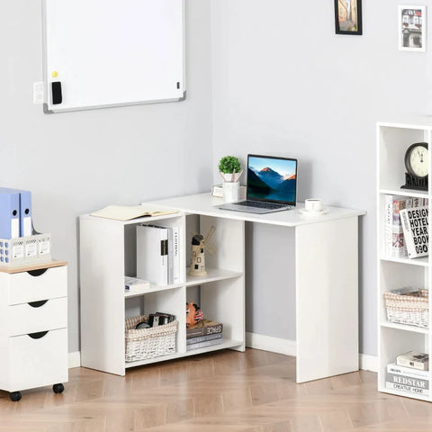 Rootz Corner Desk - L-Shaped Desk - L-Shaped Table - Computer Desk - Gaming Table - Gaming Desk - Desk - Office Desk - White - 100 x 90 x 75 cm