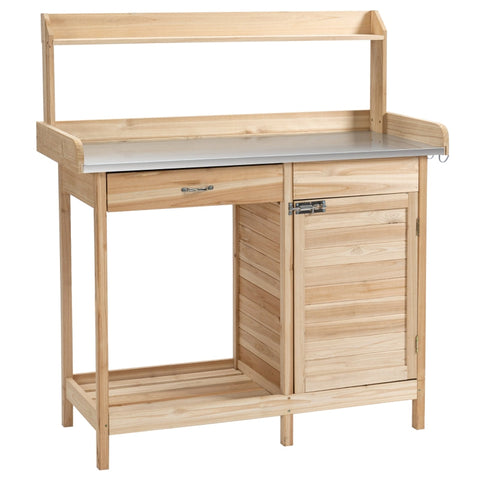 Rootz Pot Bench Table - Planting Table - Gardening Table - With Drawer - Garden Worktable - 112 x 45 x 125 cm