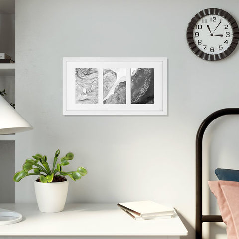 Rootz Fotorahmen – Fotorahmen für 3 Fotos – Fotorahmen mit Schnur – Bilderrahmen – Collagenrahmen – Wandmontagerahmen – Metallbilderrahmen – Moderner Fotorahmen – MDF – Weiß – 24 x 2 x 40,5 cm (L x B x H). )