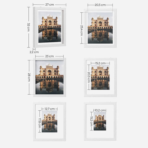 Rootz fotolijst - zwevende fotolijsten - set van 3 zwevende fotolijsten - wandgemonteerde lijsten - galeriewandlijsten - fotolijstjes - wit - 32 x 27 cm