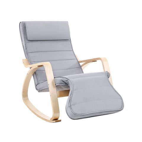 Rootz Relaxation Chair - Footrest - Good Load Capacity - High Seating Comfort - High-quality Wood - Ergonomically Shaped - Birch Wood-foam-imitation Linen - Light Gray - 67 x 91 x 115 cm
