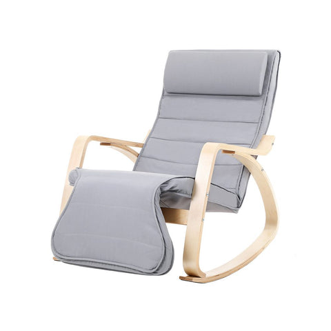 Rootz Relaxation Chair - Footrest - Good Load Capacity - High Seating Comfort - High-quality Wood - Ergonomically Shaped - Birch Wood-foam-imitation Linen - Light Gray - 67 x 91 x 115 cm