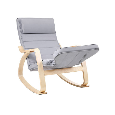 Rootz Relaxation Chair - Footrest - Good Load Capacity - High Seating Comfort - High-quality Wood - Ergonomically Shaped - Birch Wood-foam-imitation Linen - Light Gray - 67 x 91 x 115 cm