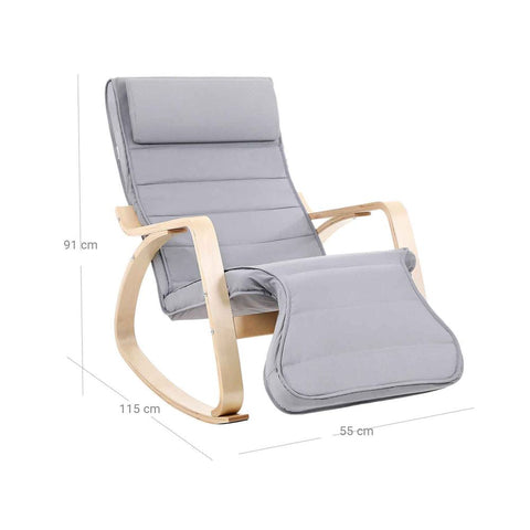 Rootz Relaxation Chair - Footrest - Good Load Capacity - High Seating Comfort - High-quality Wood - Ergonomically Shaped - Birch Wood-foam-imitation Linen - Light Gray - 67 x 91 x 115 cm