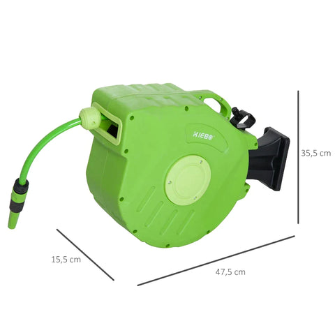 Rootz Hose Reel - Automatic Hose Reel - Swiveling - Air Hose Reel - Garden - Green - 15m