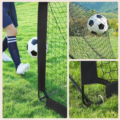 Rootz Voetbaldoel - Pop-up Voetbaldoel - Set Van 2 Voetbaldoelen - Voetbaldoel - Glasvezel Staven/Polyester Mesh/Oxford Doek - Zwart - 120 x 91 x 91 cm