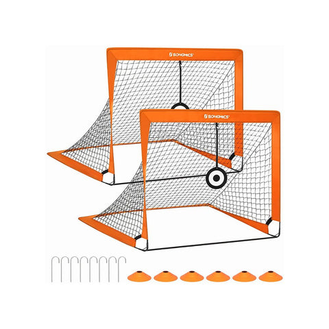 Rootz Soccer Goal - Children Soccer Goal - Set Of 2 Soccer Goals - Kids Soccer Goal - Mini Soccer Goal - Portable Soccer Goal - Soccer Goal Set - Orange - 120 x 91 x 91 cm