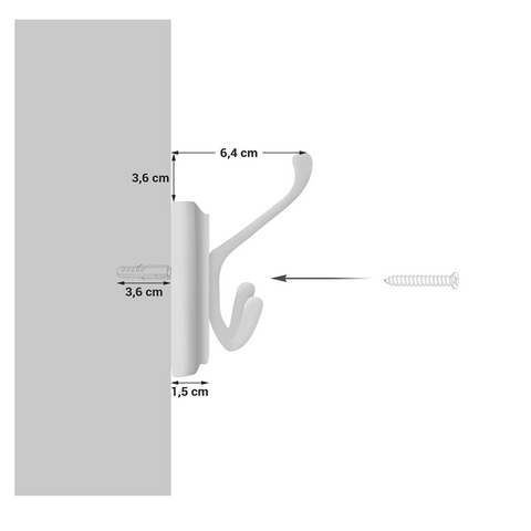 Rootz Wandkapstok - Kapstok - 4 Haken - Kapstokhaken - Jassen - Hoeden - Tassen - Wit - MDF - 40 x 11 x 7 cm