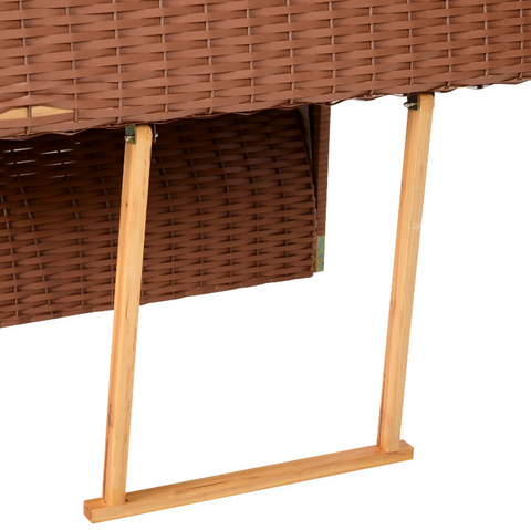 Rootz Strandstuhl – Loungesessel – Liege – Getränkehalter – Fußstütze – Baldachin – verstellbare Rückenlehne – Rattan – Braun – Metall – Holz – 118 x 79 x 150 cm