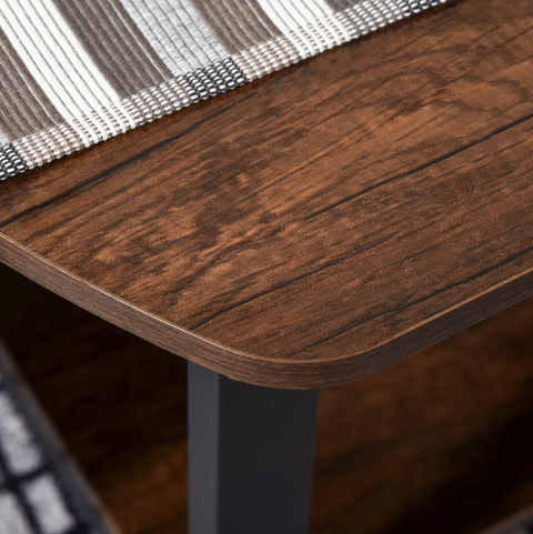 Rootz Couchtisch – Couchtisch – 3 Ebenen – Stauraum – Industriell – Braun – Schwarz – Verarbeitetes Holz – Stahl – 100 x 60 x 46 cm 