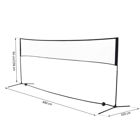 Rootz Badmintonnet - Volleybalnet - Tennisnet - Draagbaar - 2 Hoogtes - Draagtas - 94/158 x 400 x 60 cm 