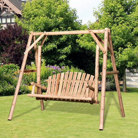 Rootz Gartenschaukel – 2-Sitzer-Schaukel – Hängebank – massives Kiefernholz – wetterfest – 187 x 137 x 170 cm