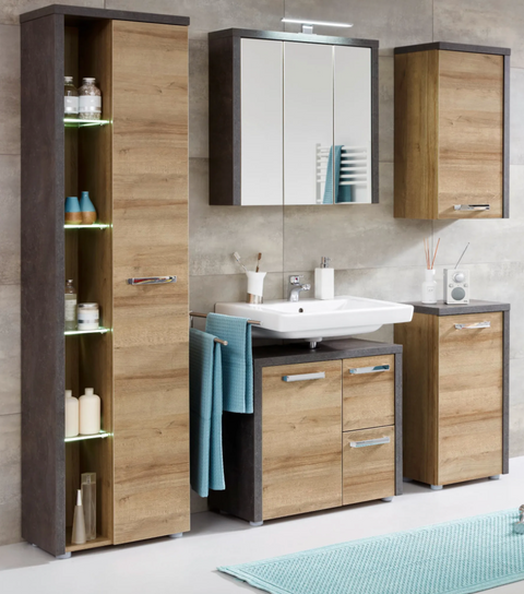 Rootz Bathroom cabinet - Storage cabinet - Brown - 39 x 80 x 31 cm