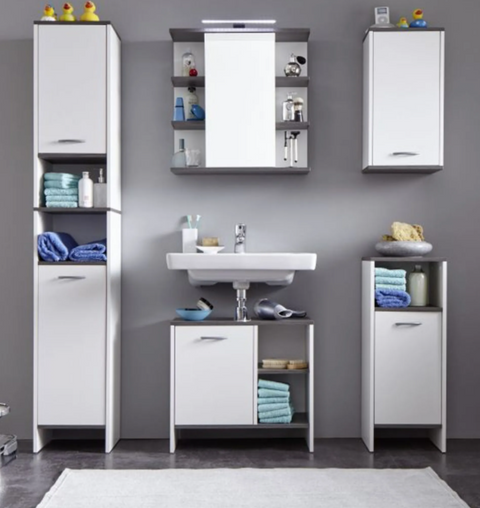 Rootz Bathroom Cabinet - Storage Cabinet - White - 32 x 82 x 28 cm