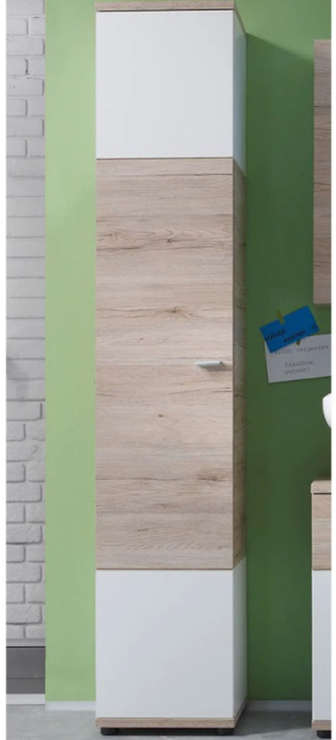 Rootz Bathroom Cabinet - Storage Cabinet - White and Brown - 36 x 189 x 31 cm